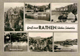 72705106 Rathen Saechsische Schweiz Bastei Bootsstation Amselsee Elbe Lilienstei - Rathen