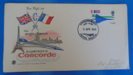 TIMBRES SUR LETTRE   -  CONCORDE - 3c. 1961-... Lettres