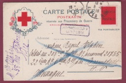GUERRE 14/18 - 210617 -  Carte Postale Réservée Aux Prisonniers De Guerre VIA PONTARLIER 1918 - Cartas & Documentos