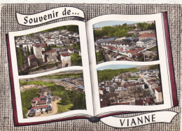 47. VIANNE. CPA. MULTIVUES FACON LIVRE. 4 VUES AERIENNES " SOUVENIR DE VIANNE ". ANNEE 1961 + TEXTE - Andere & Zonder Classificatie