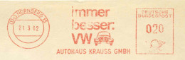 226  VW Coccinelle: Ema 1962 - Volkswagen Beetle On Meter Stamp From Nürnberg, Germany - Autos