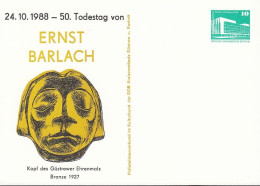 DDR PP 18, Ungebraucht, Ernst Barlach, Güstrow, 1988 - Privatpostkarten - Ungebraucht