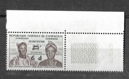 CAMEROUN 1961 YT 333  NEUF** TB RÉUNIFICATION SURCHARGÉS. - Kamerun (1960-...)