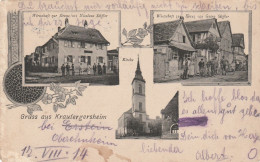 Gruss Aus Krautergersheim  ( Etat Trace Usures ) Kirche  Witschaft Nicolaus  Stoffleur  Kreuz Krone ( Animee ) - Sonstige & Ohne Zuordnung