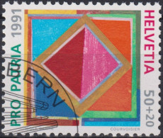 1991 Schweiz Pro Patria, Zeitgenössische Kunst, Quadrat, ⵙ Zum:CH B231, Mi:CH 1446, Yt: CH 1474 - Gebruikt