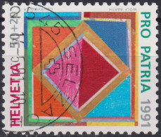 1991 Schweiz Pro Patria, Zeitgenössische Kunst, Quadrat, ⵙ Zum:CH B231, Mi:CH 1446, Yt: CH 1474 - Usati