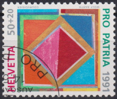 1991 Schweiz Pro Patria, Zeitgenössische Kunst, Quadrat, ⵙ Zum:CH B231, Mi:CH 1446, Yt: CH 1474 - Gebraucht