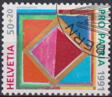 1991 Schweiz Pro Patria, Zeitgenössische Kunst, Quadrat, ⵙ Zum:CH B231, Mi:CH 1446, Yt: CH 1474 - Used Stamps