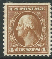 USA - 1909 - Timbre Neuf* No Postmark With Gum (MH) - Four Cents - George Washington (1732-1799), Scott N°350 - Ongebruikt