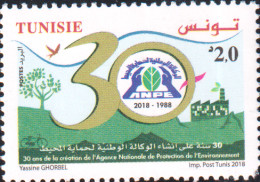 2018 - Tunisie  - 30 Ans De La Création De L'Agence Nationale De Protection -série Complète - 1V    -  MNH***** - Umweltschutz Und Klima