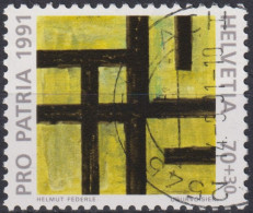 1991 Schweiz Pro Patria, Zeitgenössische Kunst, Monogramm, ⵙ Zum:CH B232, Mi:CH 1447, Yt: CH 1475 - Gebraucht