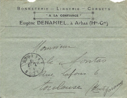 15 --- Lettre 31 ARBAS Eugène Denamiel Bonneterie - Lingerie - Corsets - 1900 – 1949