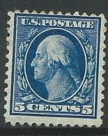 USA - 1909 - Timbre Neuf* No Postmark With Gum (MH) - Five Cents - George Washington (1732-1799), Scott N°351 - Ongebruikt