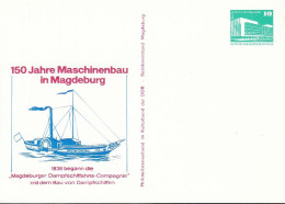 DDR PP 18, Ungebraucht, 150 Jahre Maschinenbau In Magdeburg, Dampfschiff, 1988 - Privé Postkaarten - Ongebruikt