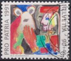 1991 Schweiz Pro Patria, Zeitgenössische Kunst, Mensch Und Tier, ⵙ Zum:CH B234, Mi:CH 1449, Yt: CH 1477 - Usati
