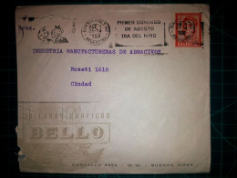 ARGENTINE, Enveloppe Appartenant à "BELLO, Talleres Graficos" Circulant Avec Une Banderole Parlante Du "Premier Dimanche - Used Stamps