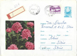 ROMANIA 1972 PEONY, CIRCULATED ENVELOPE, COVER STATIONERY - Entiers Postaux