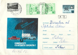 ROMANIA 1972 DRIVE WITH INCREASED ATTENTION IN ADVERSE WEATHER!, CIRCULATED ENVELOPE, COVER STATIONERY - Enteros Postales