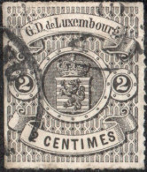 Luxemburg 1865 2 C Black Uncoloured Line Perforation Cancelled - 1859-1880 Armoiries