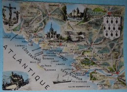 CPSM La Côte D'Amour Et La Côte Sauvage Morbihan Loire Atlantique Carte Géographique - Autres & Non Classés