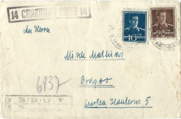 ROMANIA 1943 CENSORED SIBIU 14, CIRCULATED ENVELOPE FROM SIBIU TO BRASOV, COVER STATIONERY - Postwaardestukken