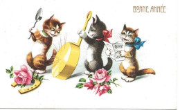 Petite Carte Fantaisie Pour La Bonnne Année: Les Chats Musiciens - New Year