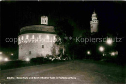 72699818 Goerlitz Sachsen Kaisertrutz Und Reichenbacher Turm In Festbeleuchtung  - Görlitz