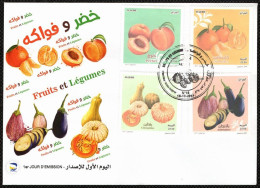 FDC/Année 2017-N°1786/1789 : Fruits Et Légumes : Pêches - Clémentines - Aubergines - Citrouilles - Algeria (1962-...)