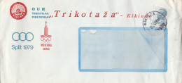 Yugoslavia Cover Trikotaza Kikinda,motive 1979 Mediterranean Games Split Croatia And Olympic Games 1980 Moscow Russia - Cartas & Documentos