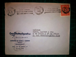 ARGENTINE, Enveloppe Appartenant à La "Compania Ferretera Argentina" Circulant Avec Une Banderole Parlante De "Save A Li - Used Stamps