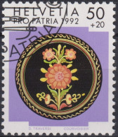 1992 Schweiz Pro Patria, Volkskunst, Keramikplatte ⵙ Zum:CH B235, Mi:CH 1470, Yt: CH 1399 - Usados