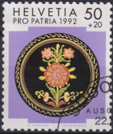 1992 Schweiz Pro Patria, Volkskunst, Keramikplatte ⵙ Zum:CH B235, Mi:CH 1470, Yt: CH 1399 - Used Stamps