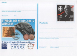Germany Deutschland 1998 Ludwig Erhard, Politician Economist, Messe Essen, Car Cars Transport - Postcards - Mint