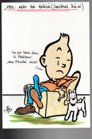 TINTIN. (Illustration Jihel / Jacques Lardie). 1983: Mort De Hergé. (Tirage Limité 6 Ex). - Comicfiguren