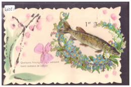 1er AVRIL - POISSON ET DECORS EN APPLIQUES - CARTE EN RELIEF - PRÄGE KARTE - TB - 1° Aprile (pesce Di Aprile)