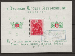 1938 USED Hungary Mi Block  2 - Blocks & Kleinbögen