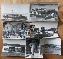 Birmanie - 7 Photos 1930 Pagode Pagoda Rangoon Burma Ferry Train Ferries Bateau Boat Myanmar Burma - Asia