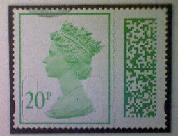 Great Britain, Scott MH509, Used (o), 2022 Machin, Queen Elizabeth II, 20p, Bright Yellow Green - Machin-Ausgaben