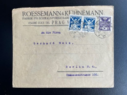 CZECHOSLOVAKIA 1921 LETTER PRAHA PRAGUE TO BERLIN 14-12-1921 CESKOSLOVENSKO - Storia Postale