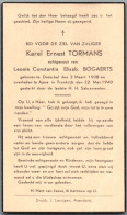 Bidprentje Dessel - Tormans Karel Ernest (1908-1940) - Devotion Images