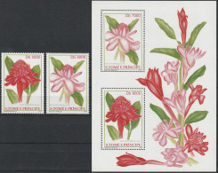 Sao Tome E Principe  2001  Flowers Set & Sheet MNH - Sonstige & Ohne Zuordnung