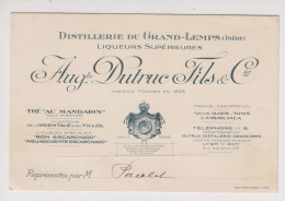 Carte De Visite Auguste Dutruc Fils & Cie .Distillerie Du Grand-Lemps. - Tarjetas De Visita