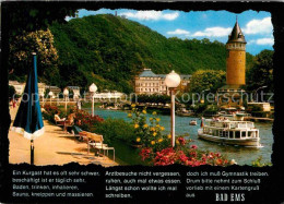 72694625 Bad Ems Restaurant Cafe Uferpromenade Ausflugsdampfer Turm Poesie Kuror - Bad Ems