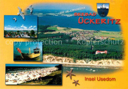 72694605 Ueckeritz Usedom Fliegeraufnahme Moewen Fischkutter Strand Ueckeritz - Other & Unclassified