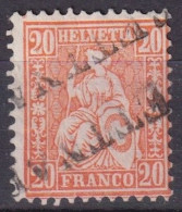 Sitzende Helvetia 32, 20 Rp.orange  GETTNAU      Ca. 1865 - Gebruikt