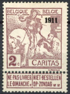 [** SUP] N° 94, 2c(+2c) Brun-lilas, La Bonne Valeur - Fraîcheur Postale. Signée - Cote: 1500€ - 1910-1911 Caritas