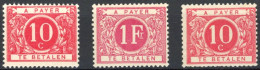 [** SUP] TX5+5a+5b, 10 Cent, Les 3 Nuances - Fraîcheur Postale - Cote: 366€ - Briefmarken