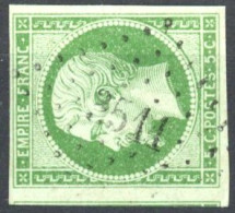 [O SUP] N° 12 5c Vert Bien Margé Avec Voisin. Belle Nuance Et TB Obl Centrale PC '3511' Vence (Yvert 70€) - 1853-1860 Napoleon III