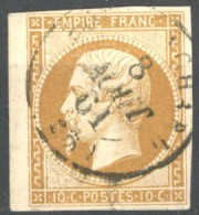 [O SUP] N° 13B, 10c Brun-clair, TB Margé - TB Obl Centrale Càd - 1853-1860 Napoleon III