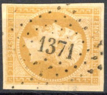[O SUP] N° 13A, 10c Bistre, TB Margé - TB Obl Centrale 'PC1371' La Garde Frenet (rare) - 1853-1860 Napoléon III